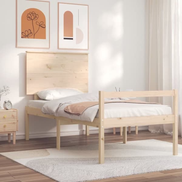 seniorseng med sengegavl 100x200 cm massivt træ