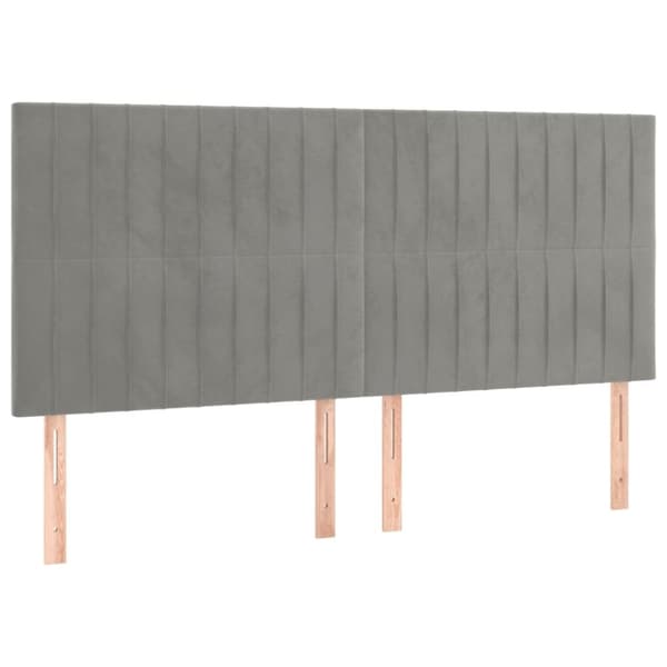 kontinentalseng med madras 200x200 cm fløjl lysegrå