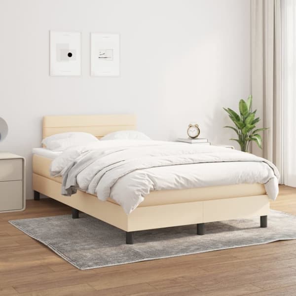 kontinentalseng med madras 120x200 cm stof cremefarvet