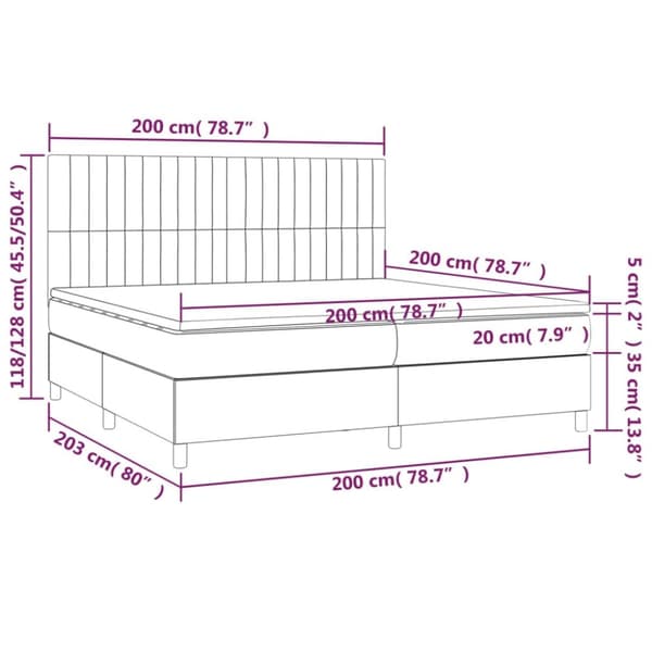 kontinentalseng med madras 200x200 cm stof mørkegrå