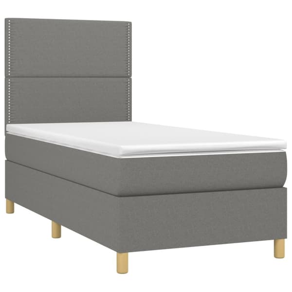 Ramsäng med madrass mörkgrå 80x200 cm tyg