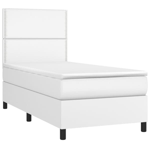 kontinentalseng med madras 90x200 cm kunstlæder hvid