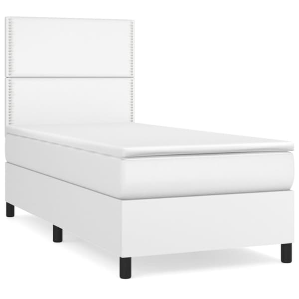 kontinentalseng med madras 90x200 cm kunstlæder hvid