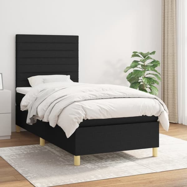 kontinentalseng med madras 100x200 cm stof sort