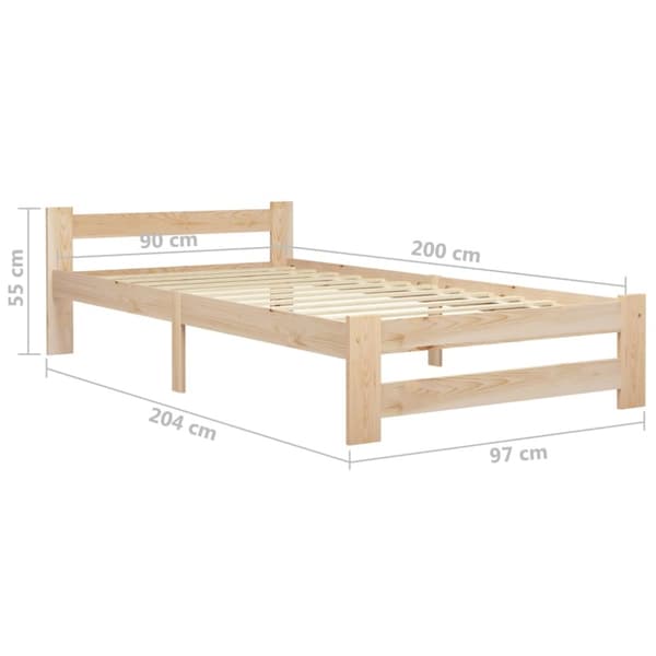 sengestel 90x200 cm massivt fyrretræ