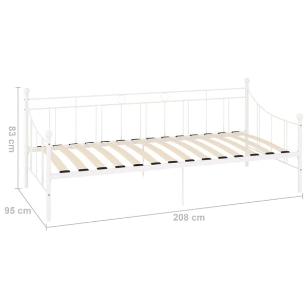 Ram till dagbädd vit metall 90x200 cm