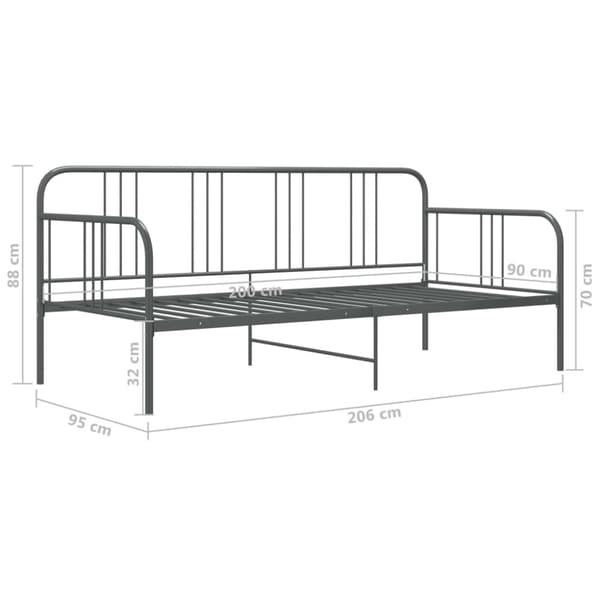sengestel til udtræksseng 90x200 cm metal grå