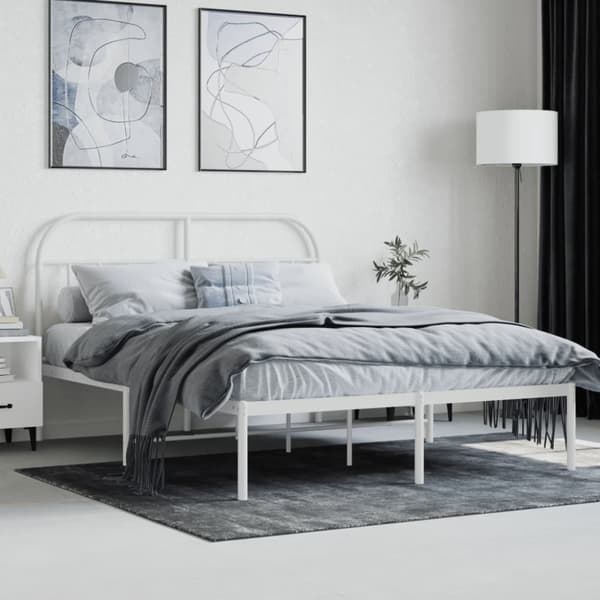 sengeramme med sengegavl 140x190 cm metal hvid