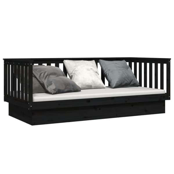 daybed 80x200 cm massivt fyrretræ sort