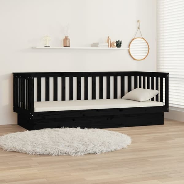 daybed 80x200 cm massivt fyrretræ sort