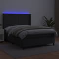Miniatyrbillede 3 af 8: kontinentalseng med LED-lys 140x200 cm kunstlæder sort