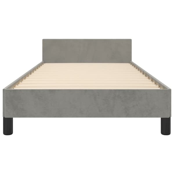 sengeramme med sengegavl 90x190 cm fløjl lysegrå