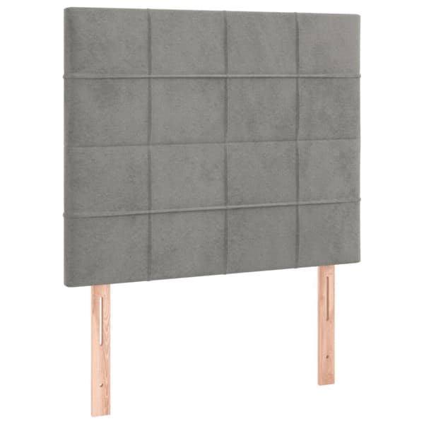 sengeramme med sengegavl 90x190 cm fløjl lysegrå