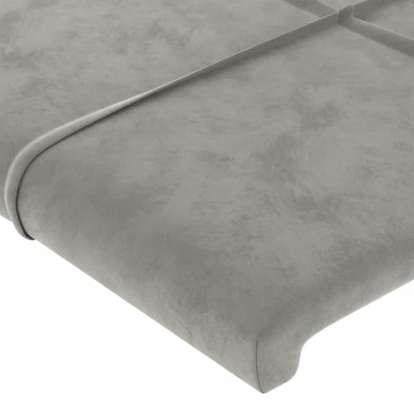 sengeramme med sengegavl 90x190 cm fløjl lysegrå