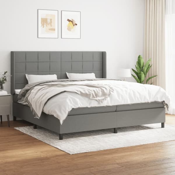 kontinentalseng med madras 200x200 cm stof mørkegrå