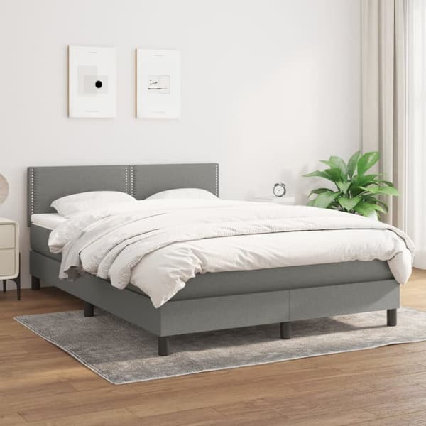 kontinentalseng med madras 140x190 cm stof mørkegrå