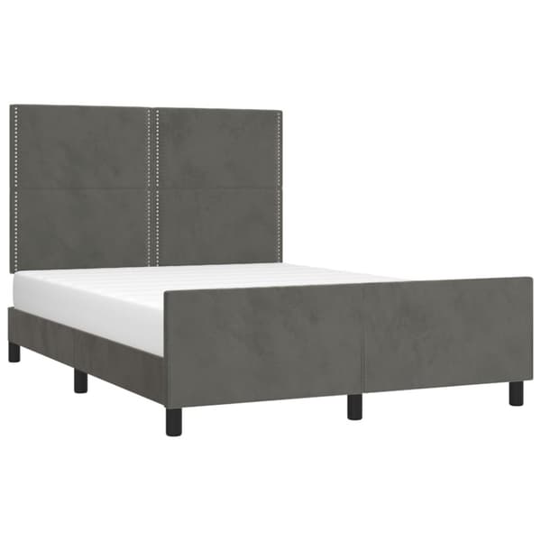 sengeramme med sengegavl 140x200 cm fløjl mørkegrå