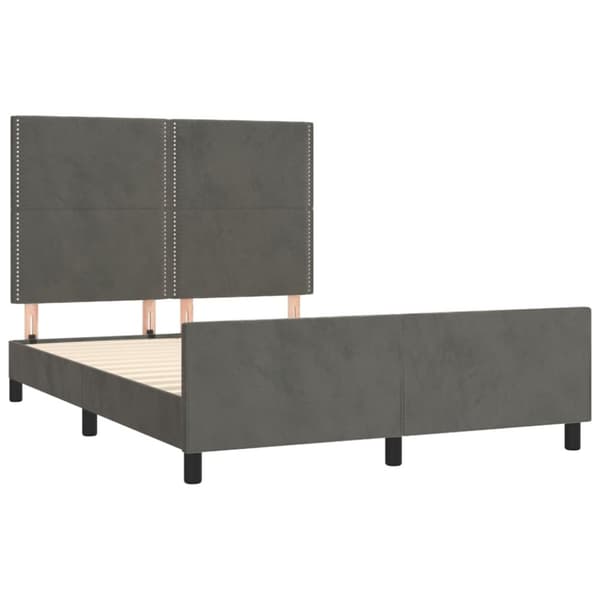 sengeramme med sengegavl 140x200 cm fløjl mørkegrå
