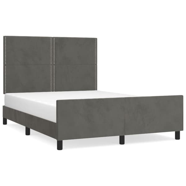 sengeramme med sengegavl 140x200 cm fløjl mørkegrå