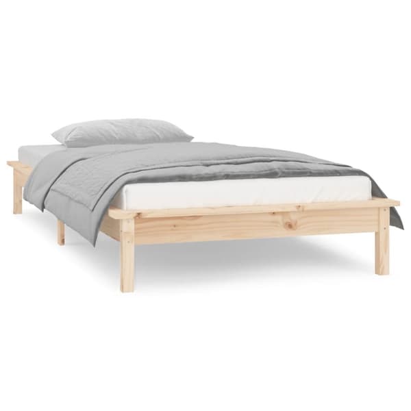 sengeramme med LED-lys 90x200 cm massivt træ