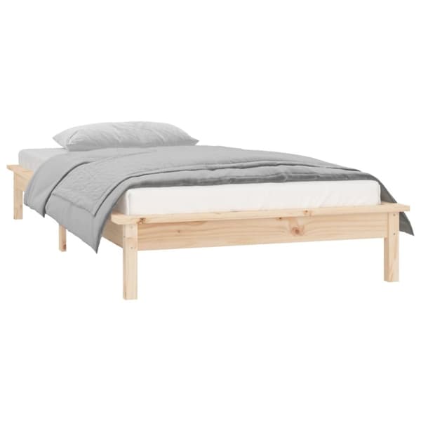 sengeramme med LED-lys 90x200 cm massivt træ