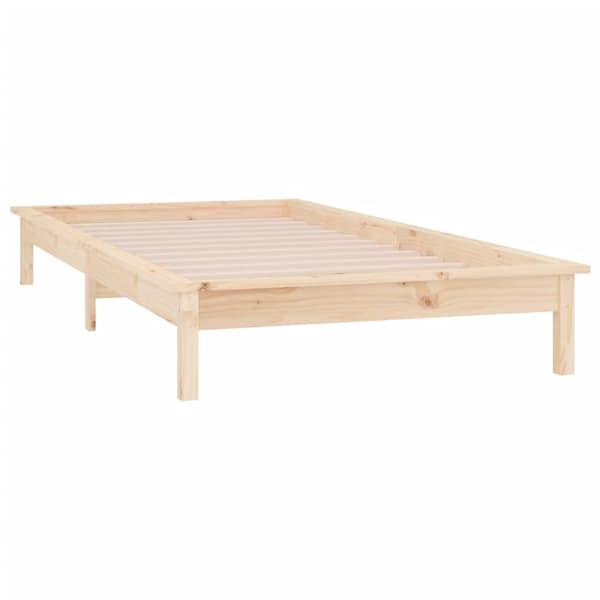 sengeramme med LED-lys 90x200 cm massivt træ