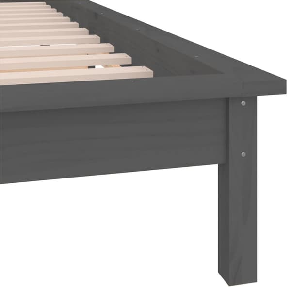 Sängynrunko LED-valoilla harmaa 90x200 cm täysi puu