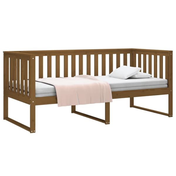 daybed 100x200 cm massivt fyrretræ gyldenbrun