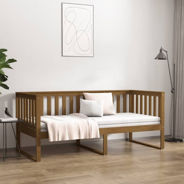 daybed 100x200 cm massivt fyrretræ gyldenbrun