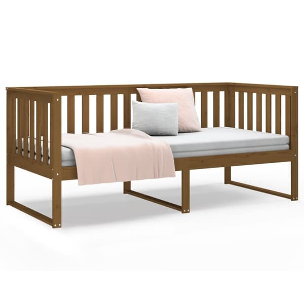 daybed 100x200 cm massivt fyrretræ gyldenbrun
