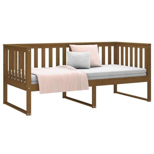 daybed 100x200 cm massivt fyrretræ gyldenbrun