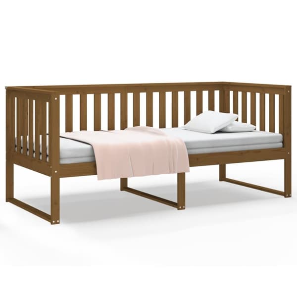 daybed 100x200 cm massivt fyrretræ gyldenbrun