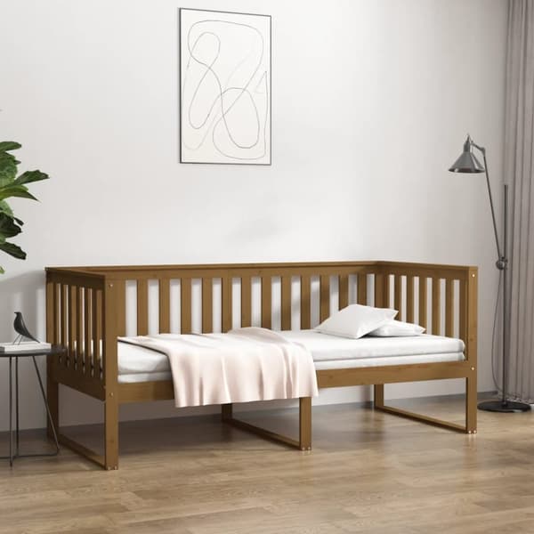 daybed 100x200 cm massivt fyrretræ gyldenbrun