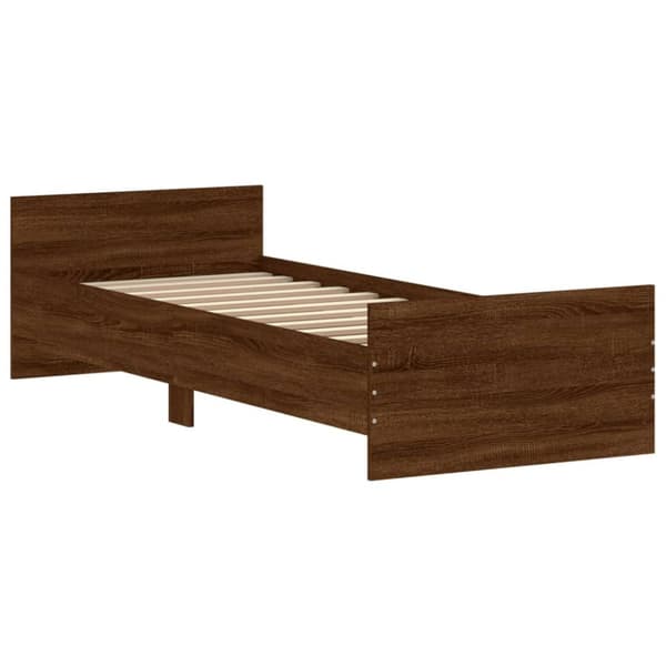 sengeramme 75x190 cm uden madras konstrueret træ brunt eg