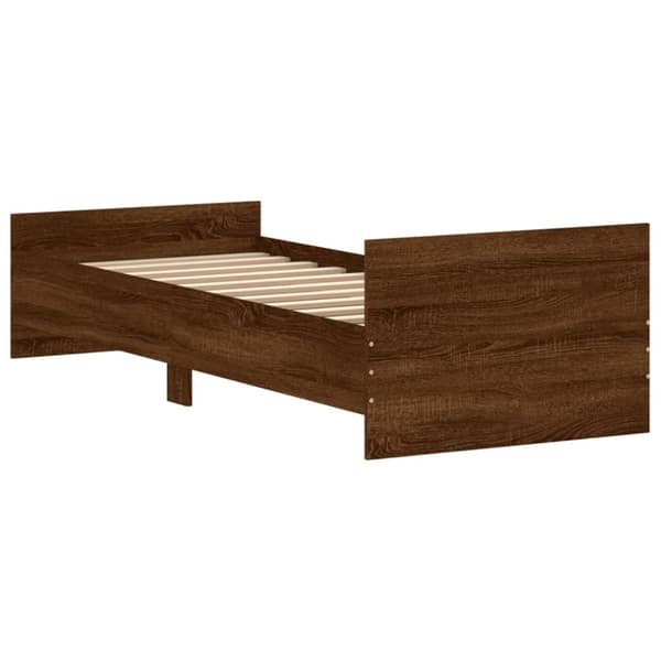 sengeramme 75x190 cm uden madras konstrueret træ brunt eg
