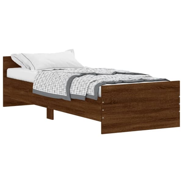 sengeramme 75x190 cm uden madras konstrueret træ brunt eg