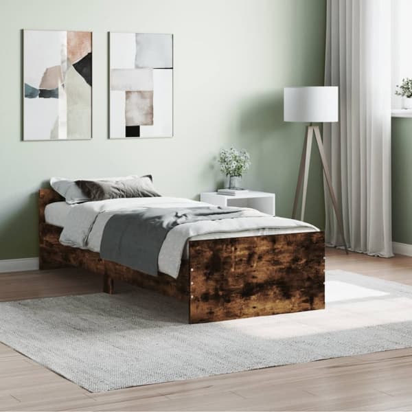 sengeramme 75x190 cm uden madras konstrueret træ røget eg