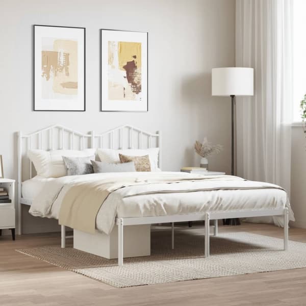 sengeramme med sengegavl 140x190 cm metal hvid