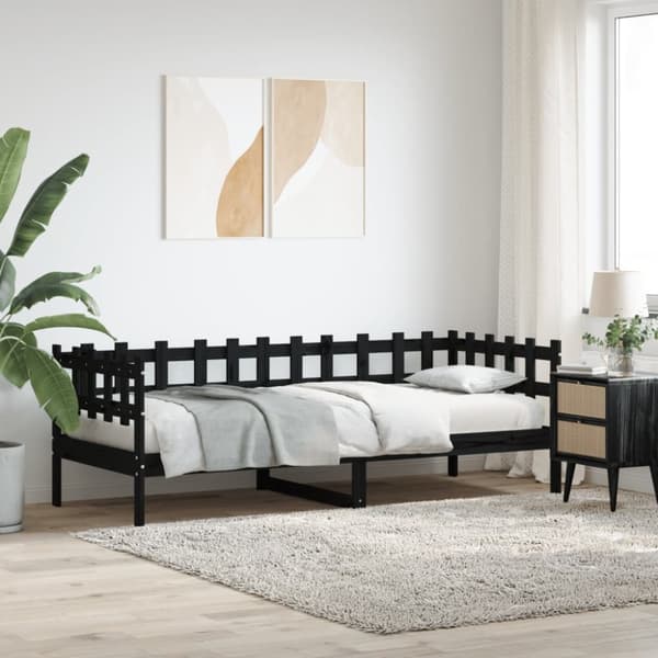 daybed 80x200 cm massivt fyrretræ sort