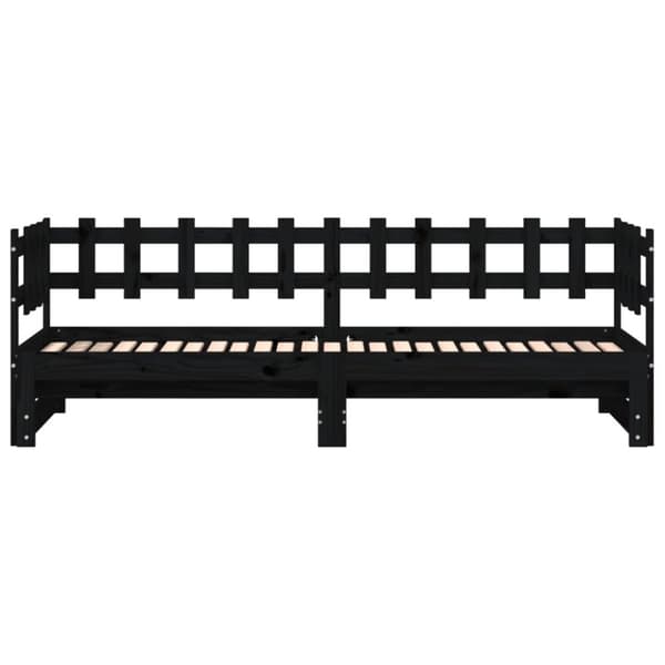 Utdragbar dagbädd svart 2x(90x200) cm massiv furu
