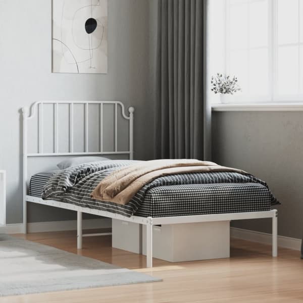 sengeramme med sengegavl 90x200 cm metal hvid