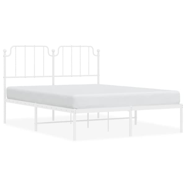 Sängram med huvudgavel metall vit 140x190 cm