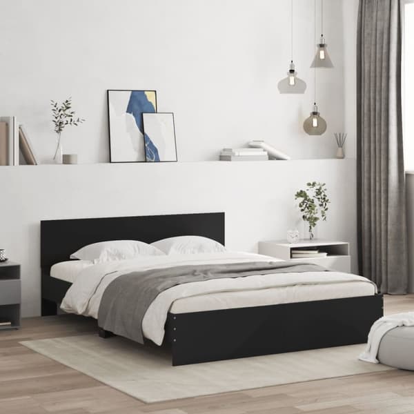 sengeramme med sengegavl 140x200 cm sort