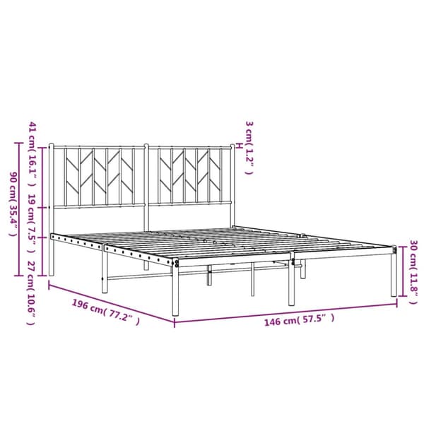 sengeramme med sengegavl 140x190 cm metal sort