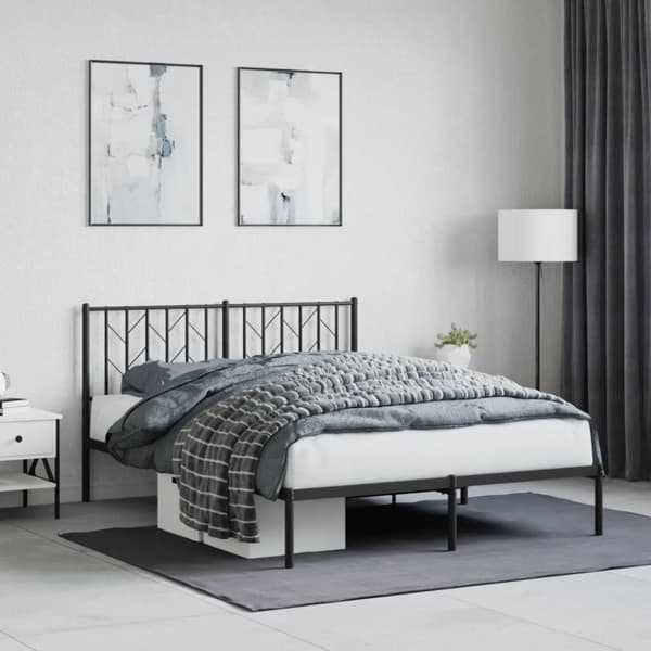 sengeramme med sengegavl 140x190 cm metal sort