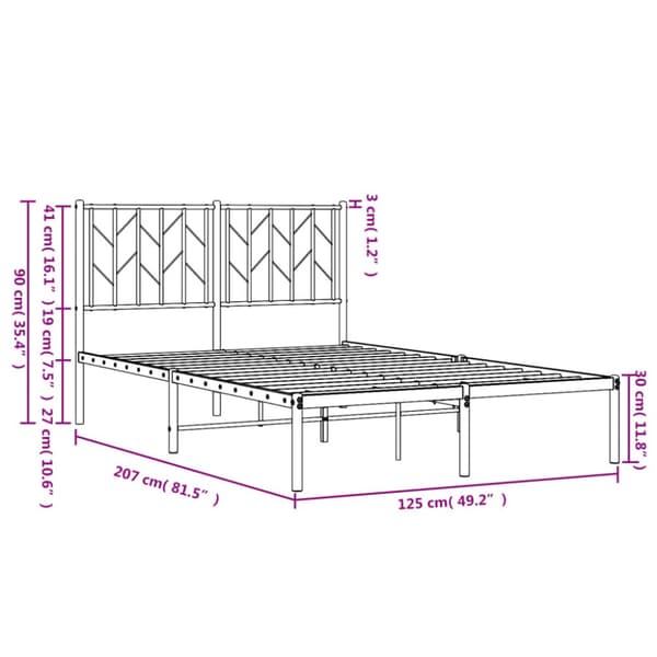 sengeramme med sengegavl 120x200 cm metal sort