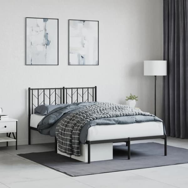 sengeramme med sengegavl 120x200 cm metal sort