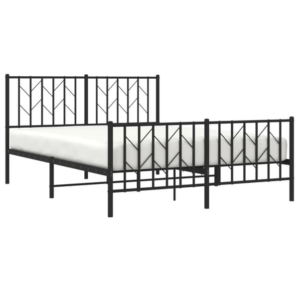 sengeramme med sengegavl og fodgærde 135x190 cm metal sort