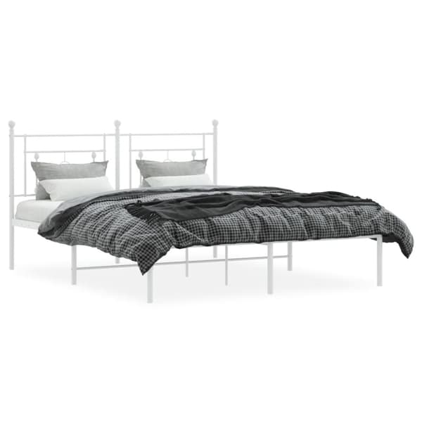 sengeramme med sengegavl 150x200 cm metal hvid