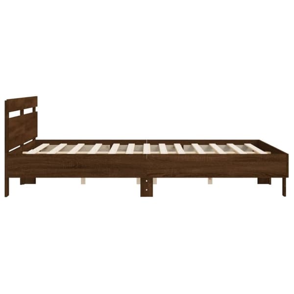 sengeramme med sengegavl 160x200 cm konstrueret træ brunt eg